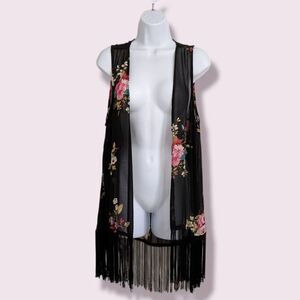 FLORAL Print See Through Spring Vest Size L